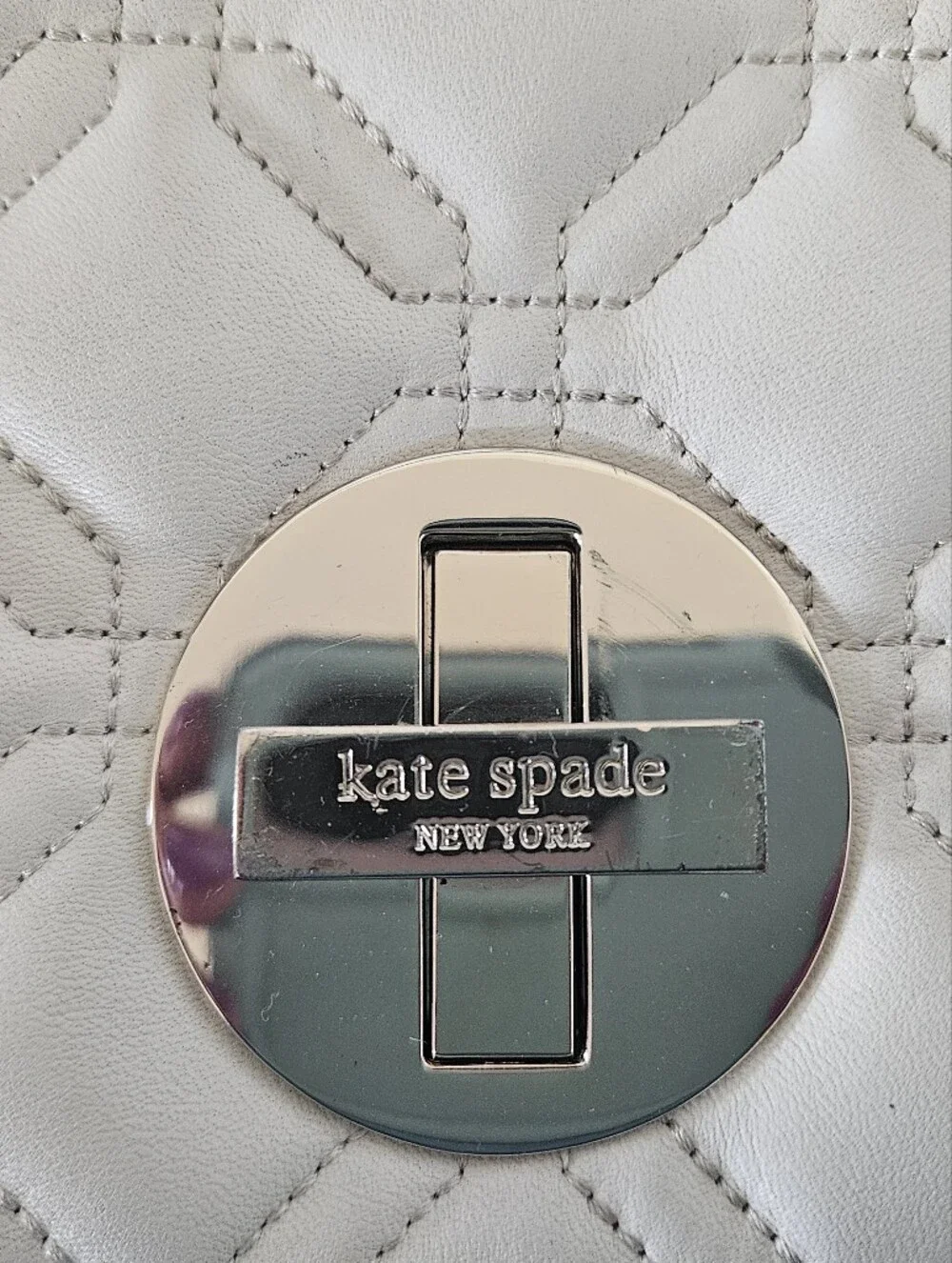 kate spade White Quilted Leather Crossbody Clutch with Silver Turn-Lock